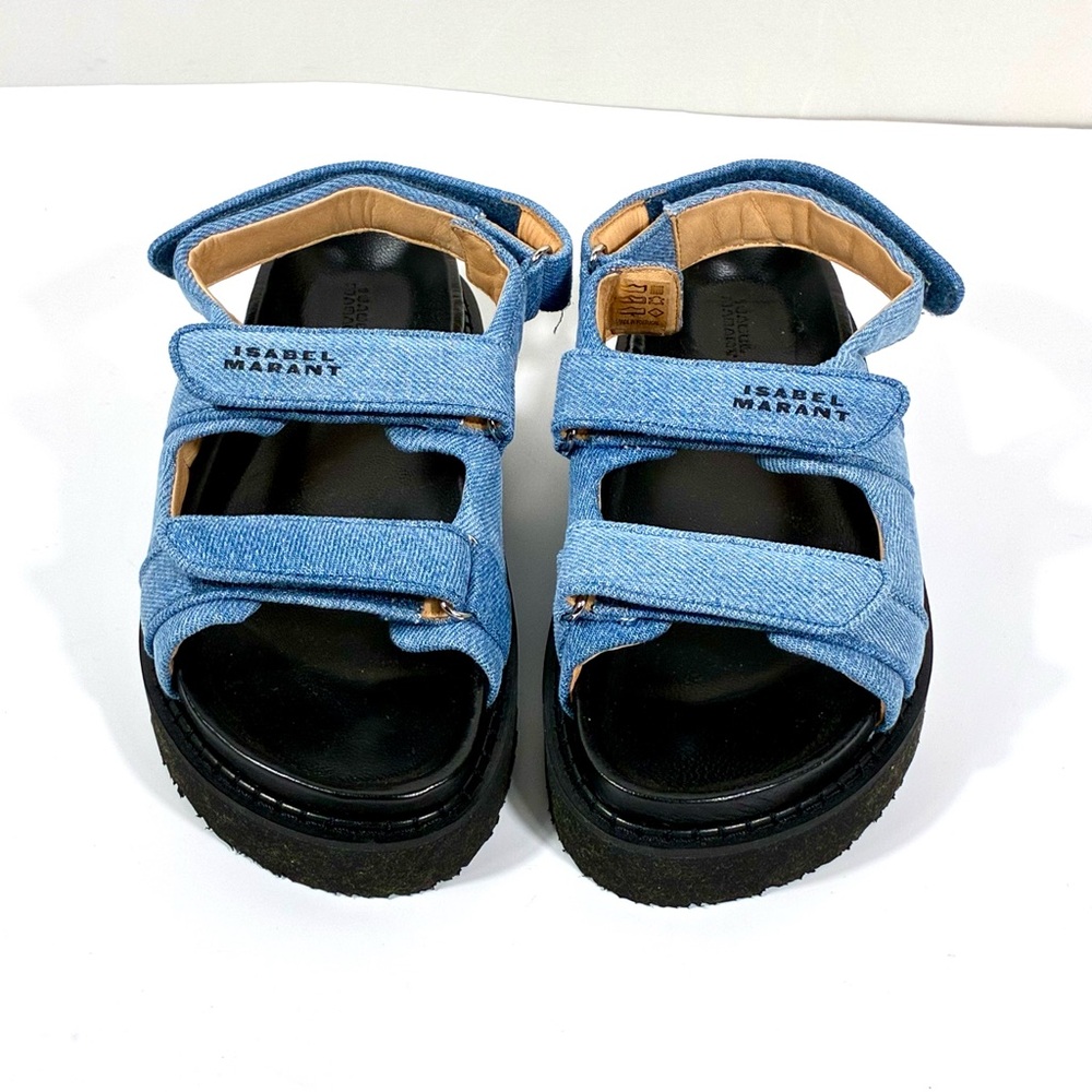 Isabel Marant Madee Platform Sandals Denim Light Blue 40 9 NEW Flat - Picture 7 of 17